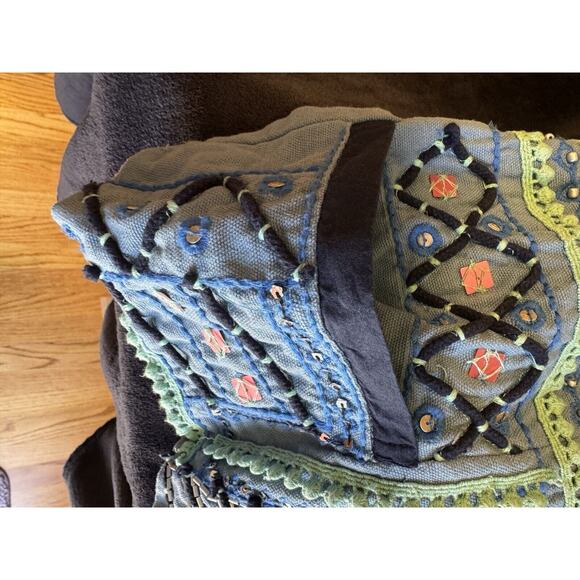 Simply Styled Sears Embellished Jacquard Jacket Beaded Embroidered Boho Womens M - Picture 10 of 12